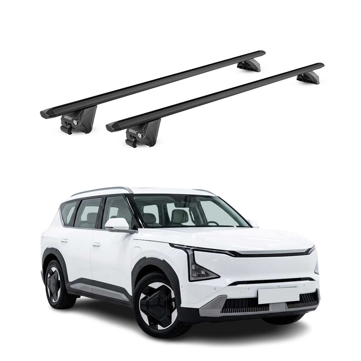 Barres de toit transversales pour Kia EV5 2024-2026 Alu Noir 2 pièces ABE