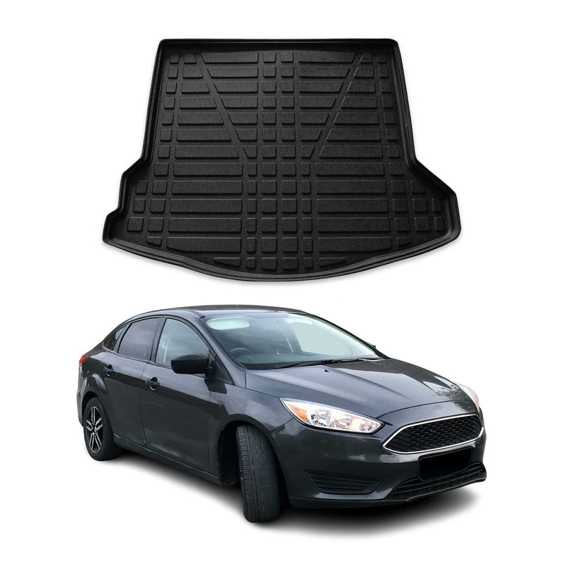 Tapis de Coffre pour Ford Focus mk3 2011-2018 Berline en Caoutchouc Noir