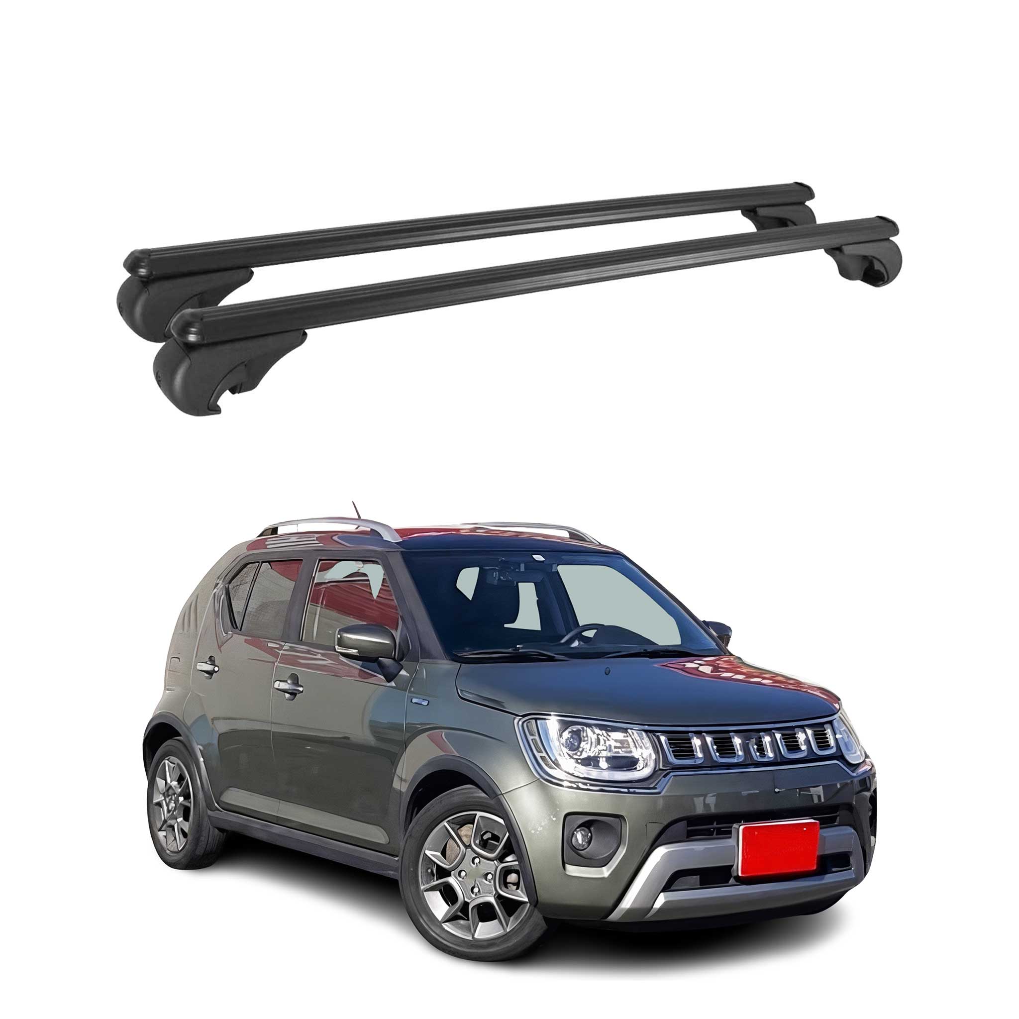 Barres de toit Transversales pour Suzuki Ignis 2016-2026 Noir Aluminium