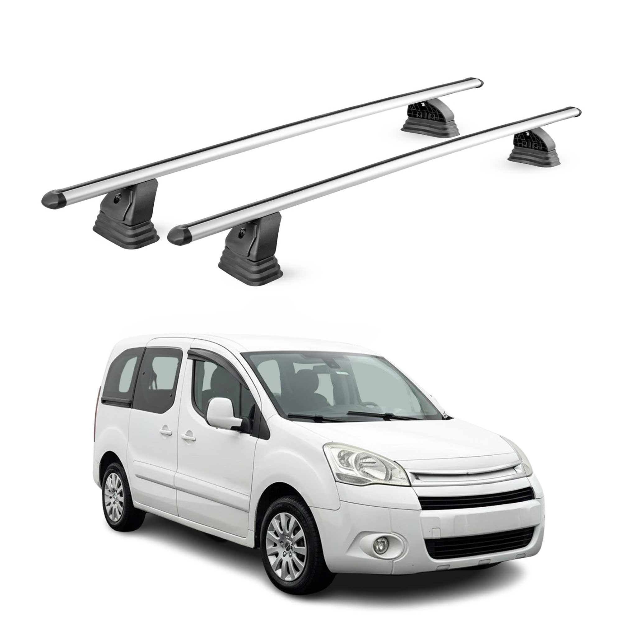 Barres de toit transversales Alu pour Citroen Berlingo II 2008-2018 TÜV Gris 2x