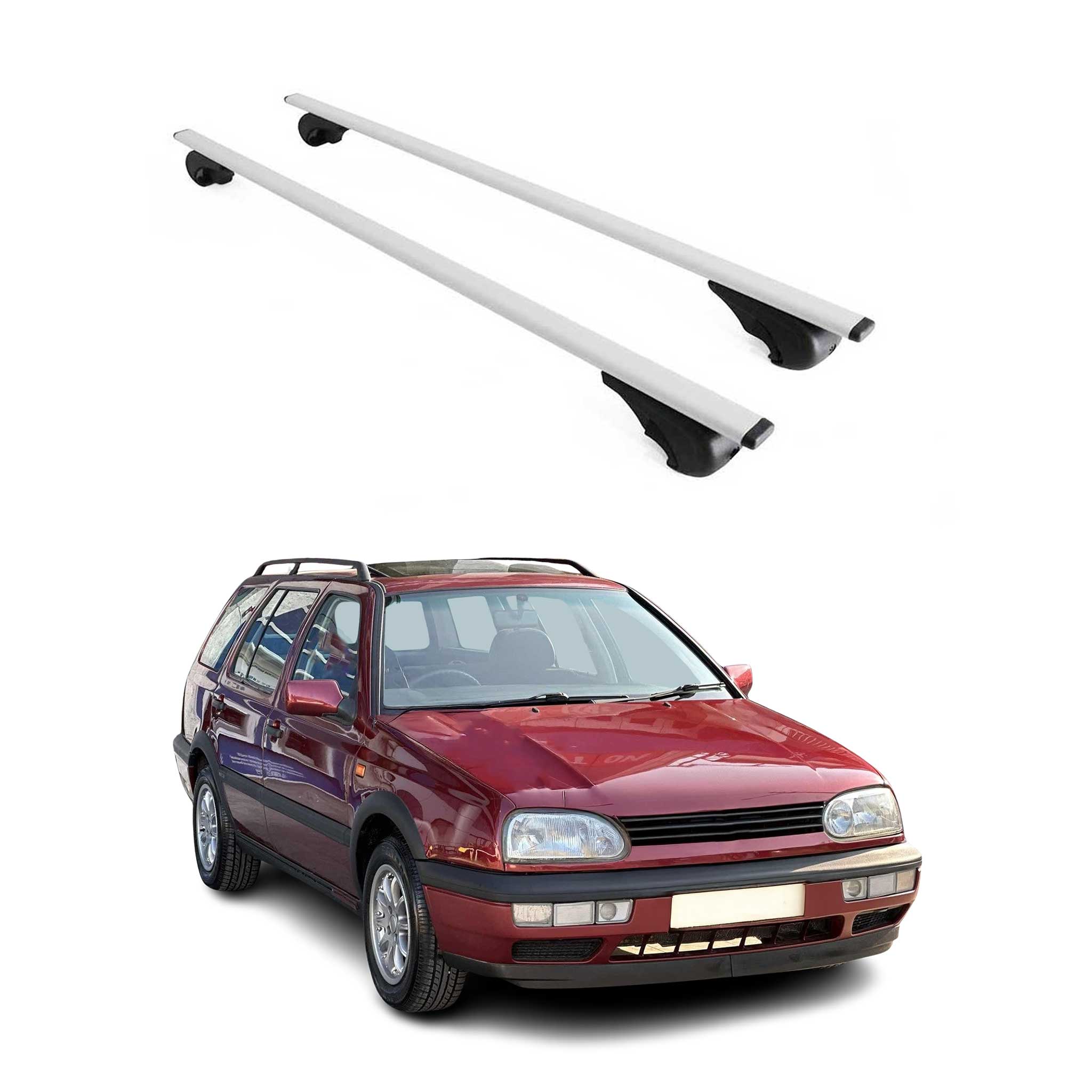 Barres de toit Transversales pour VW Golf Variant 1993-1999 Fer Argent
