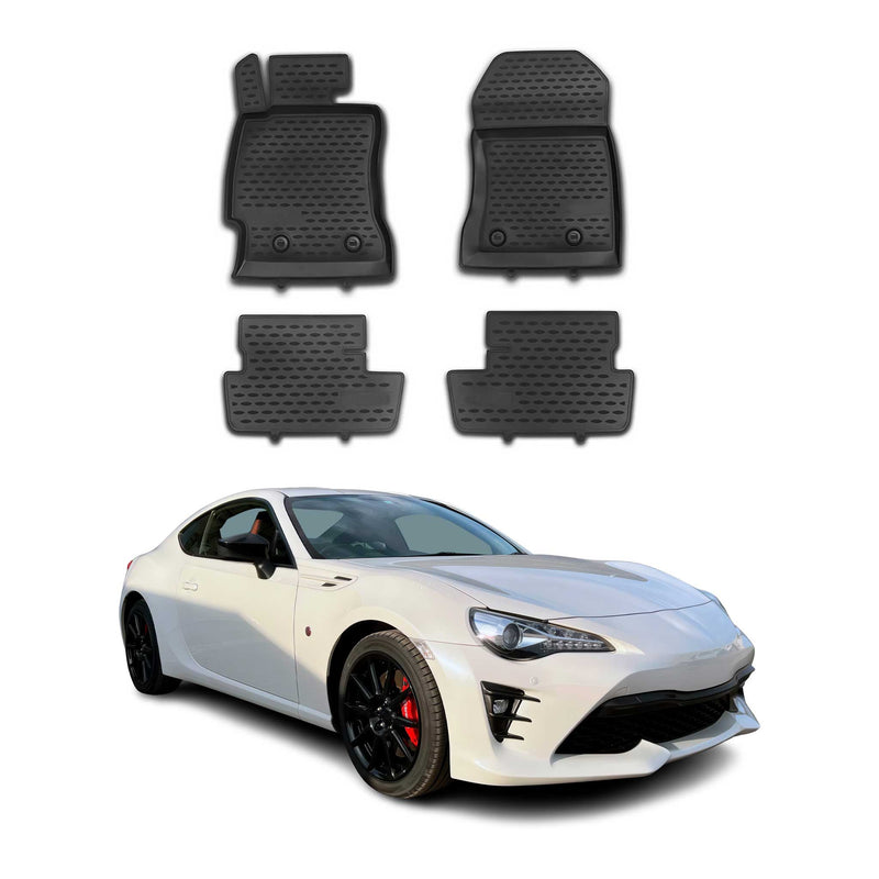 Tapis de sol pour Toyota GT 86 2012-2021 en caoutchouc TPE 3D Noir 4Pcs