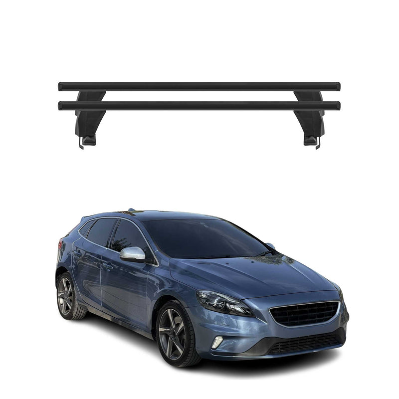 Menabo Barres de toit Transversales pour Volvo V40 2012-2016 Alu Noir ABE 2x
