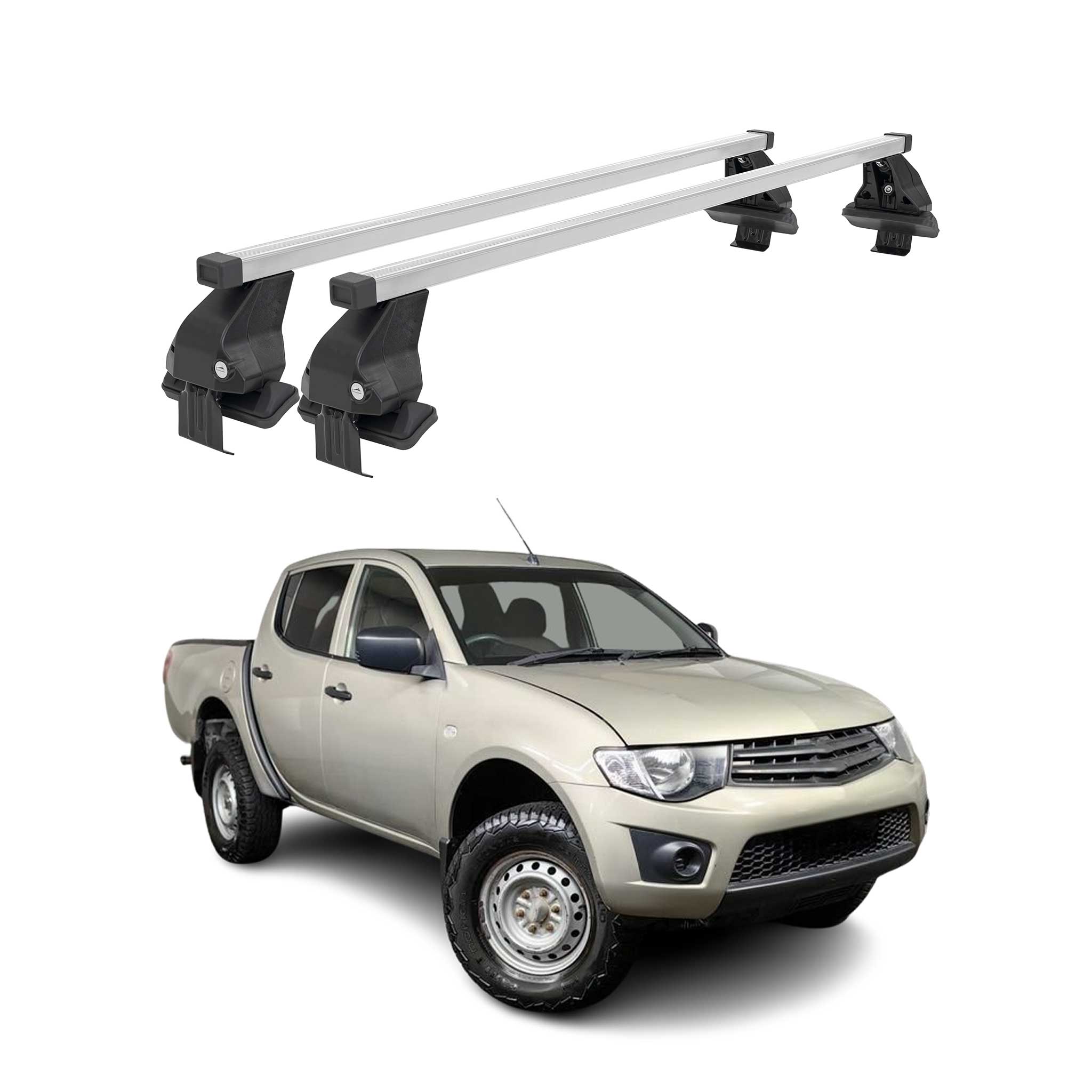 Barres de toit transversales pour Mitsubishi L200 2006-2015 Acier Gris