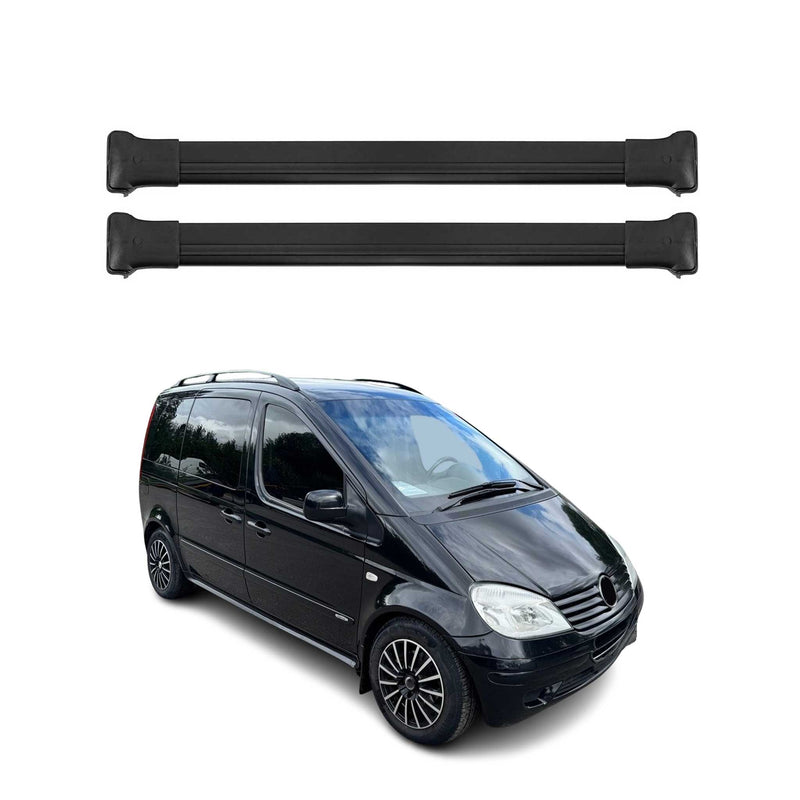 Barres de toit transversales pour Mercedes Vaneo 2002-2005 Noir Aluminium