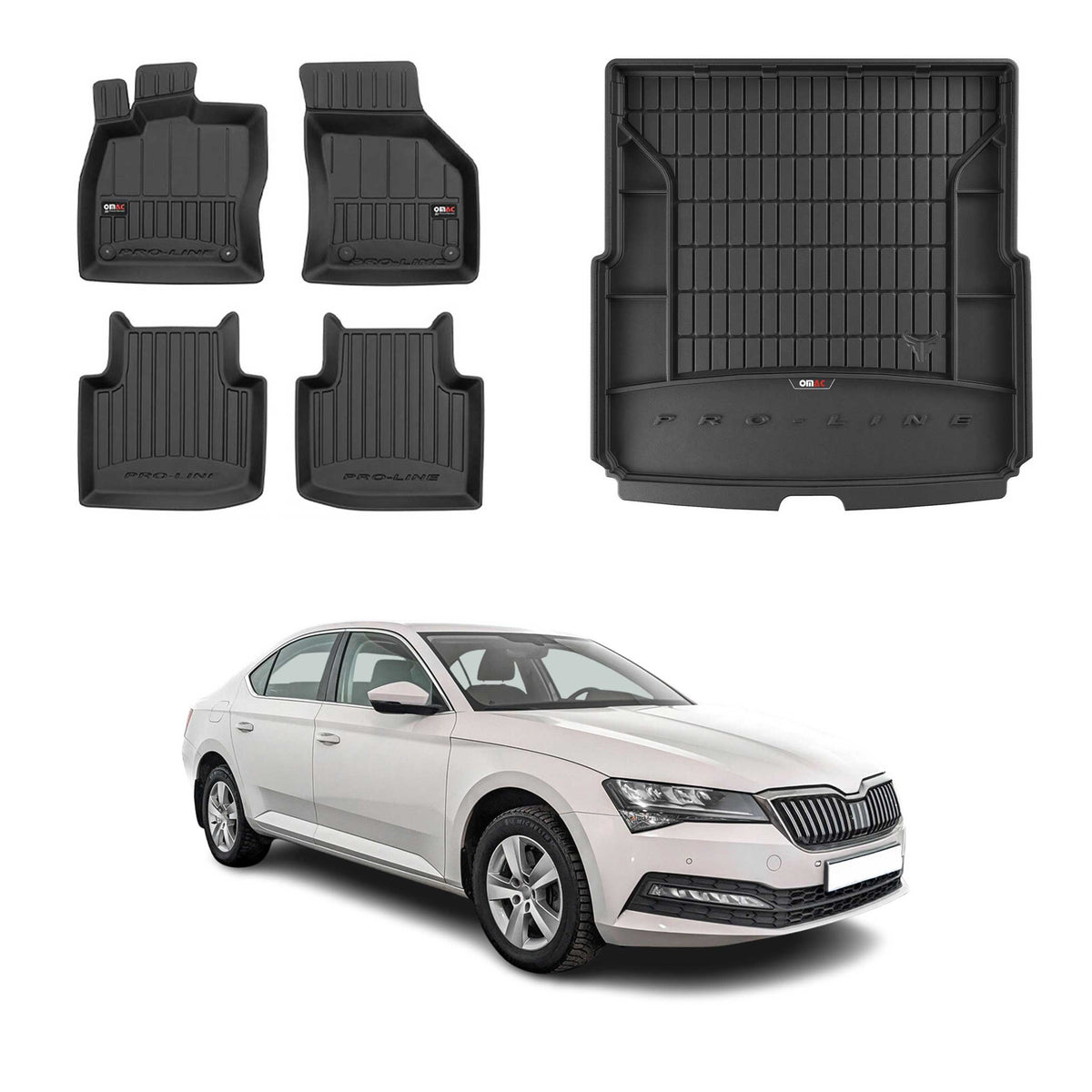 OMAC Kit Tapis de Sol et Coffre pour Skoda Superb Break 2015-2024 Supérieur