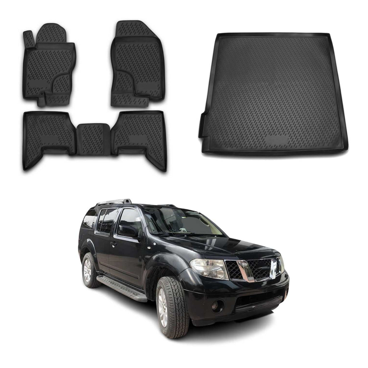 OMAC Kit Tapis de Sol et Coffre pour Nissan Pathfinder 2010-2013 Facelift