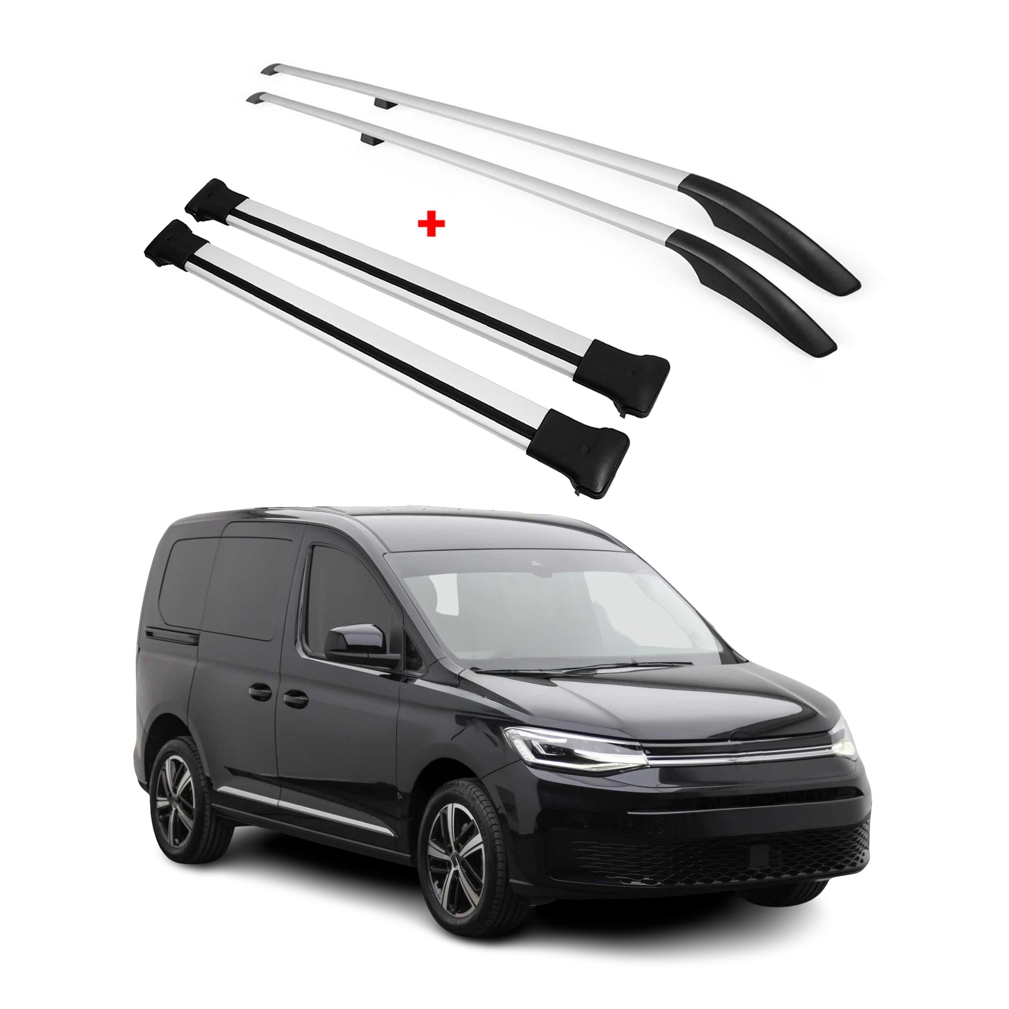 Kit Barres de toit pour VW Caddy 5 2020-2026 L1 Empattement Court Alu Gris 4x