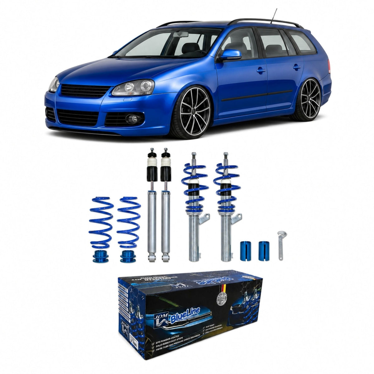 JOM BlueLine Combinés Filetés pour VW Golf 5 Plus et Variant 1.9TDi 2.0TDi / DSG