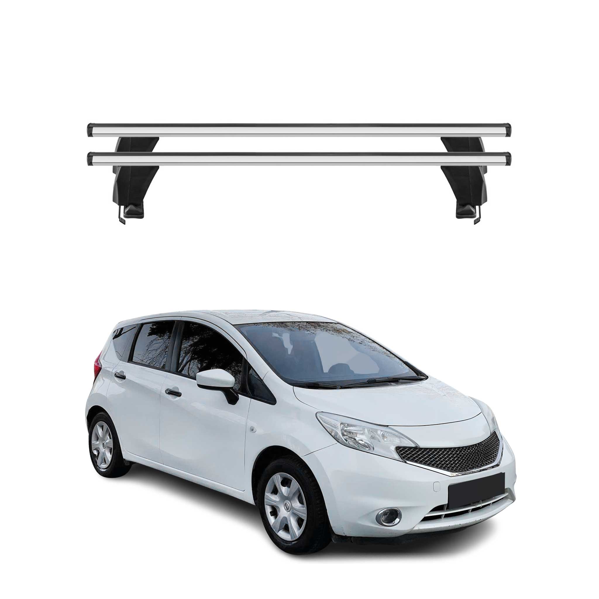 Menabo Barres de toit Transversales pour Nissan Note 2013-2020 Alu Gris 2x ABE