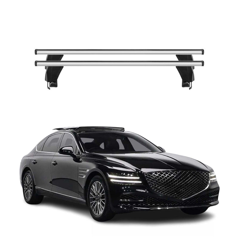 Menabo Barres de toit transversales pour Genesis G80 2017-2020 Alu Gris 2x