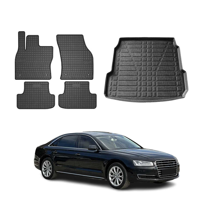 Kit Tapis de sol et coffre pour Audi A8 D4 2009-2018 Noir TPE