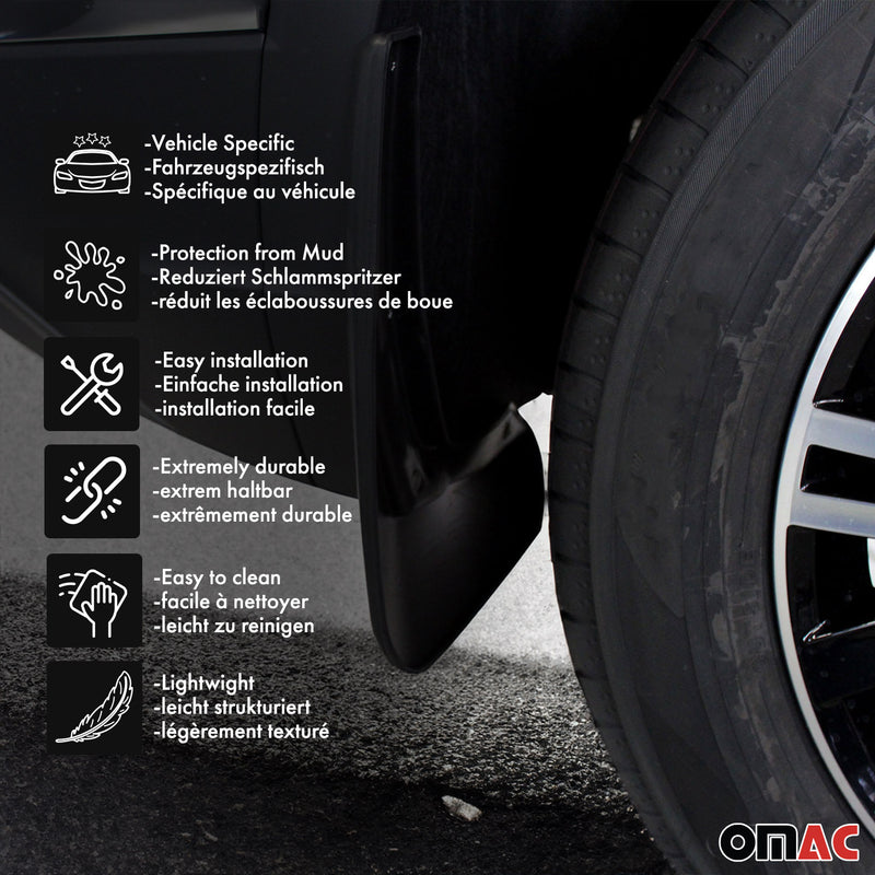Bavettes Garde Boue pour Skoda Kodiaq 2017-2025 Avant et Arrière Noir 4Pcs
