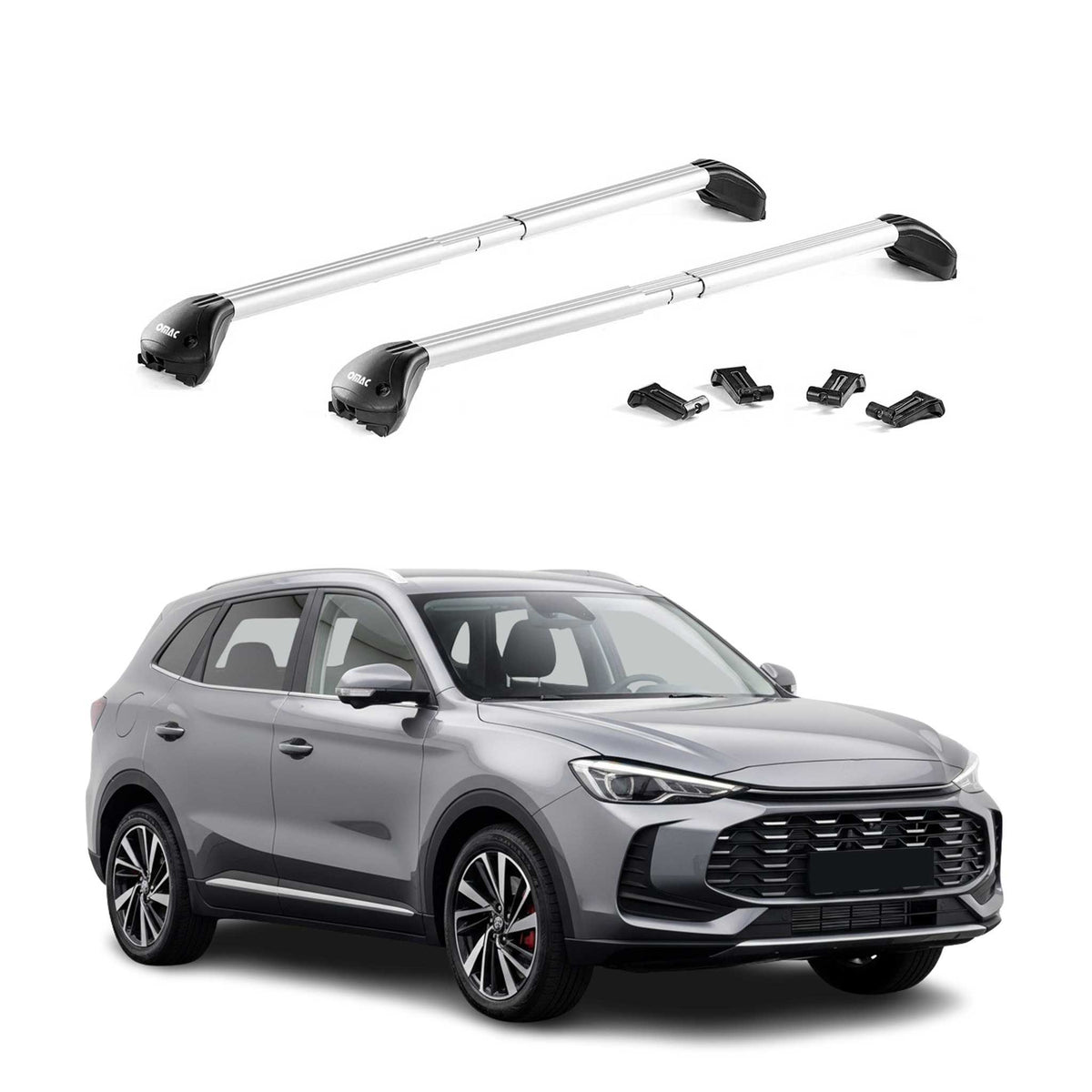 Barres de toit transversales pour MG ZS II / EZS II 2024-2026 Aluminium Gris ABE