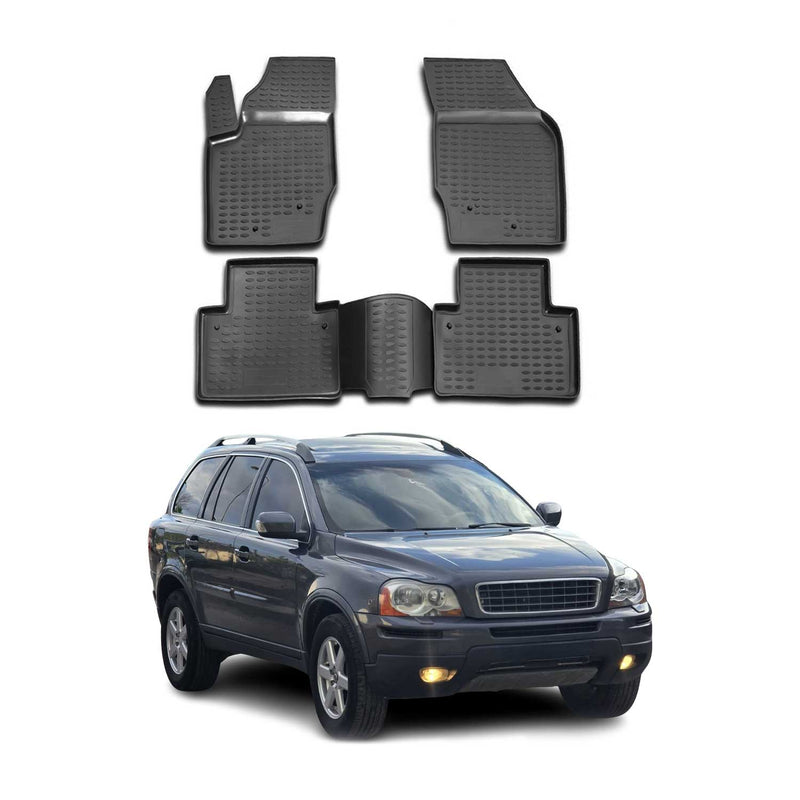 OMAC Tapis de sol pour Volvo XC90 2002-2014 en caoutchouc Noir