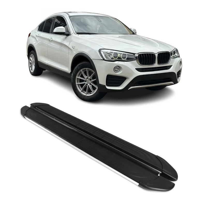 Marchepieds latéraux pédale pour BMW X4 F26 2014-2018 Aluminium Gris Noir 2Pcs