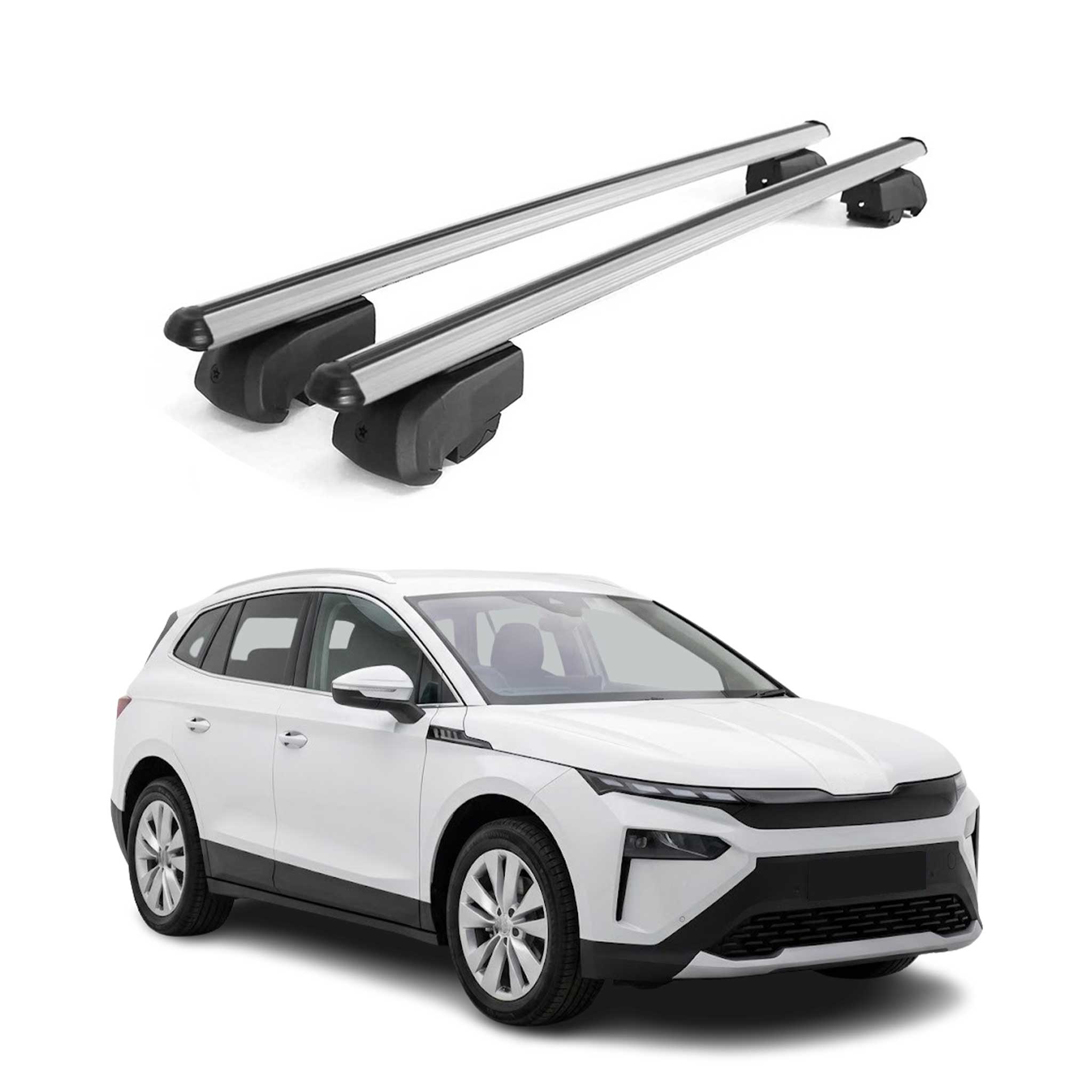 Barres de toit transversales pour Skoda Elroq 2024-2026 Aluminium Gris 2Pcs