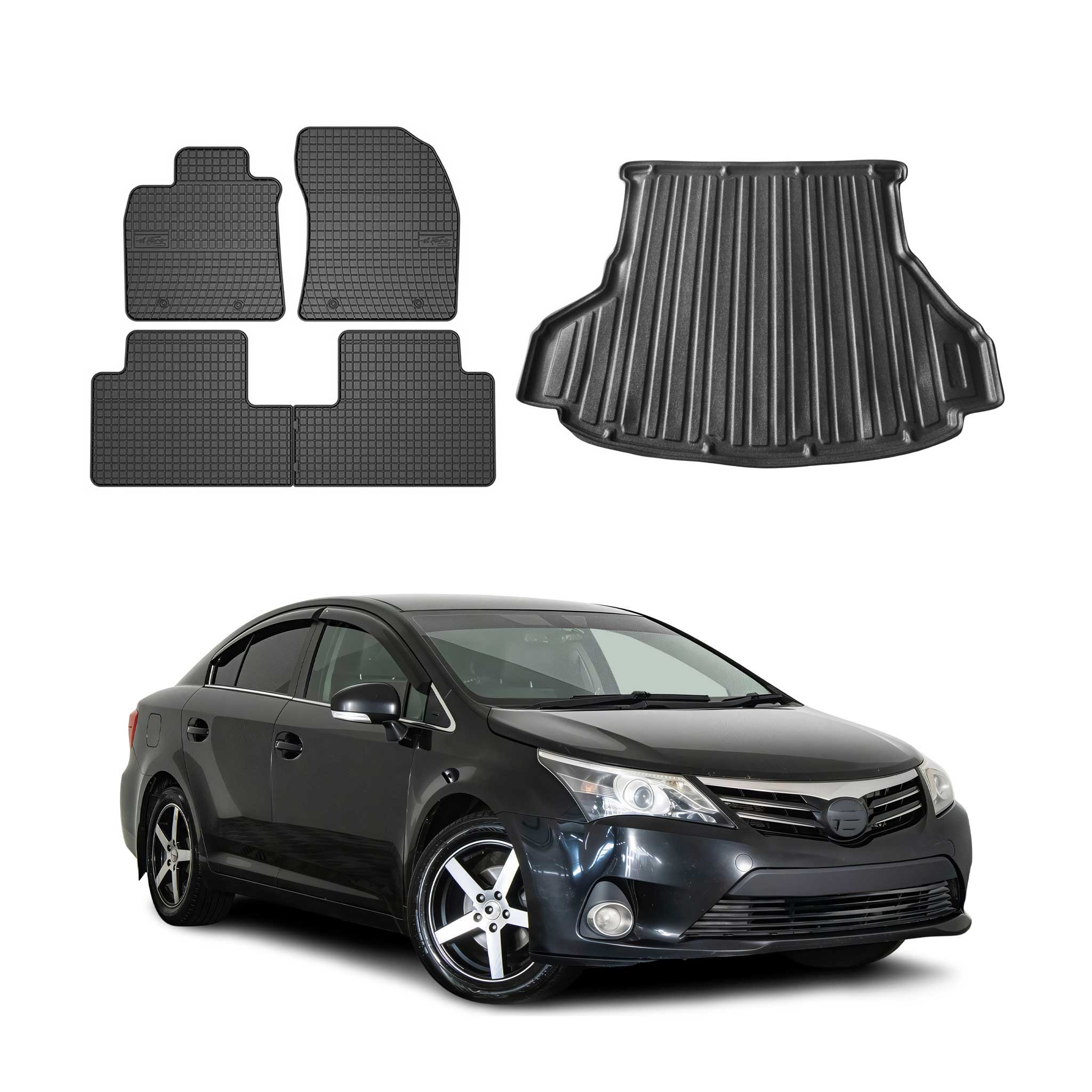 Kit Tapis de sol et coffre pour Toyota Avensis 2008-2018 TPE Noir