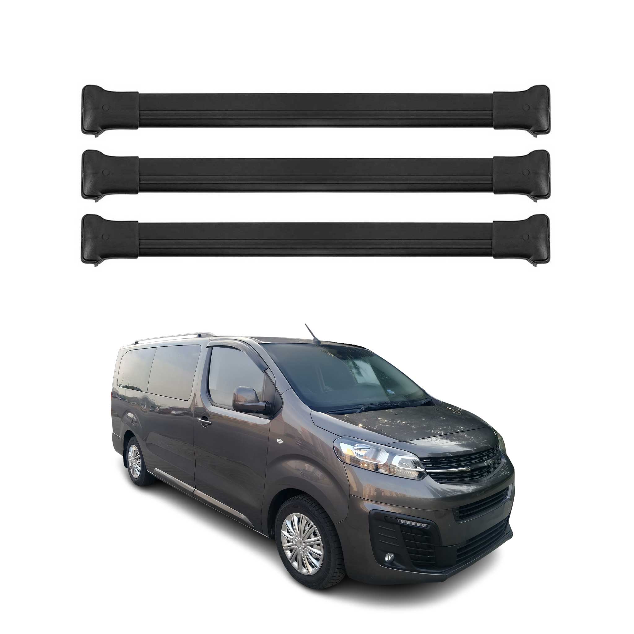 Barres de toit transversales pour Opel Vivaro C / Zafira Life 2019-2026 Noir 3x