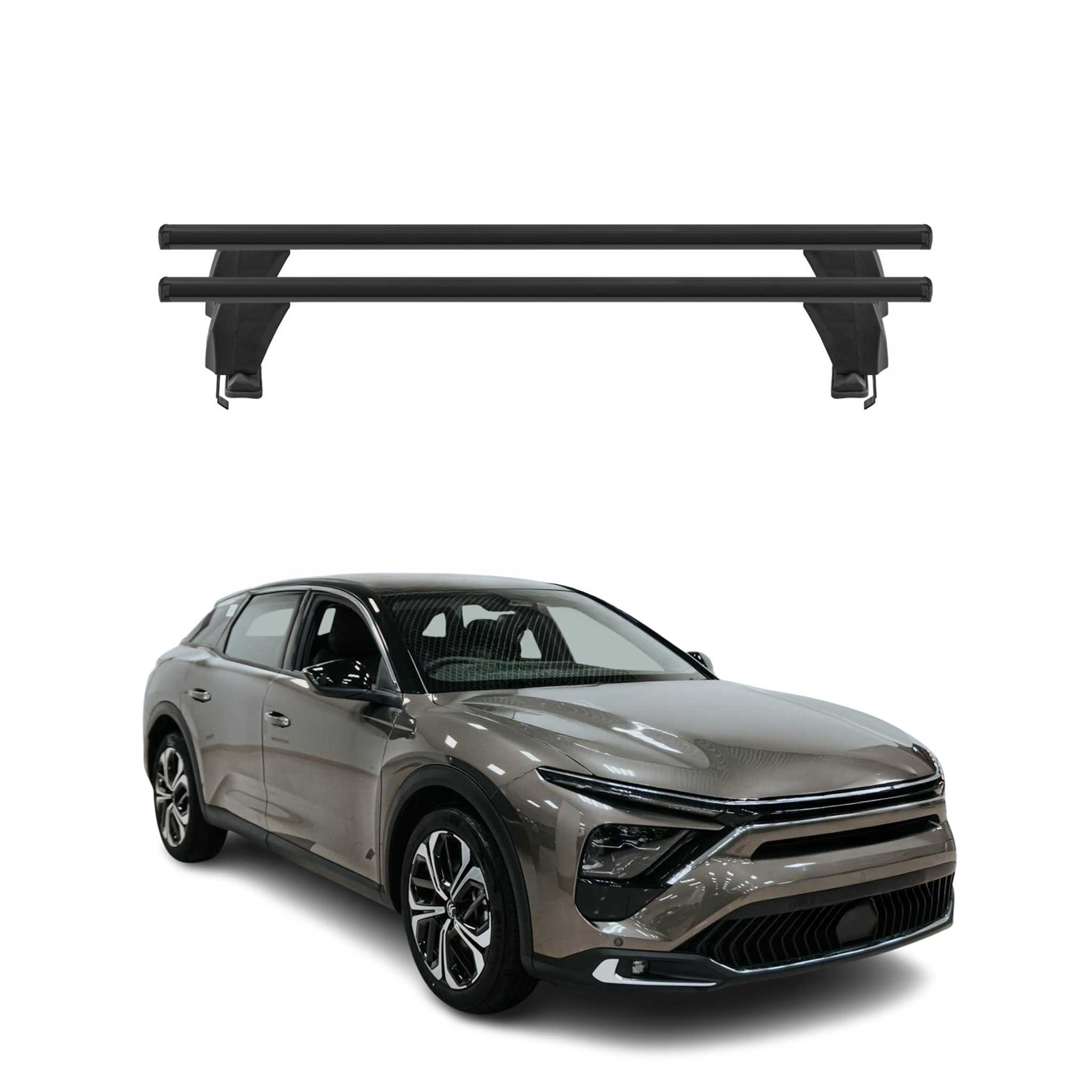 Menabo Barres de toit Transversales pour Citroen C5 X 2022-2025 en Alu Noir