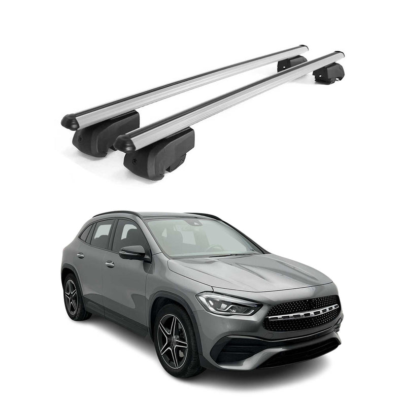 Barres de toit Transversales pour Mercedes GLA 2020-2023 Aluminium Gris ABE
