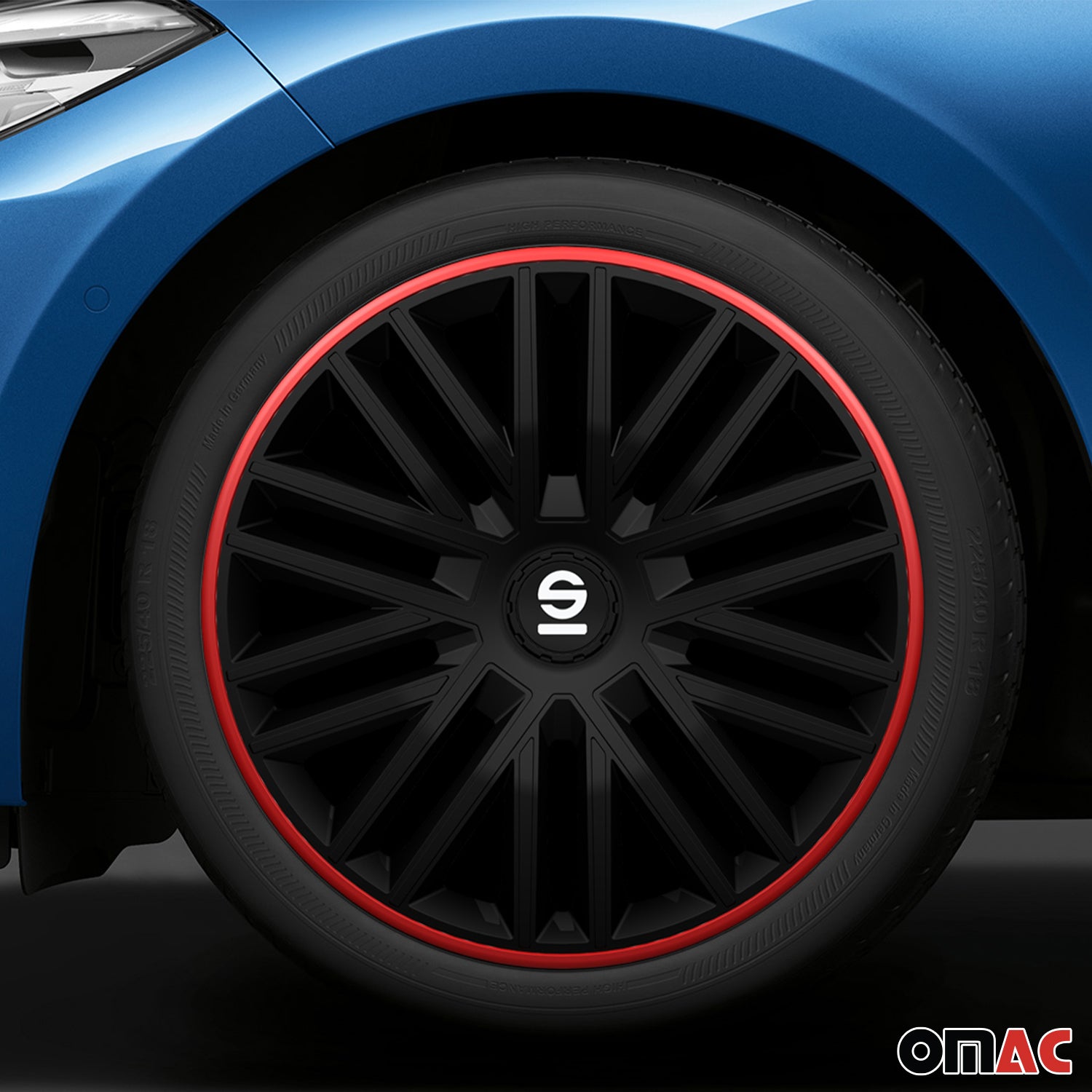 SPARCO Jeu Enjoliveurs de Roues 14 Pouces Rouge & Noir 4Pcs