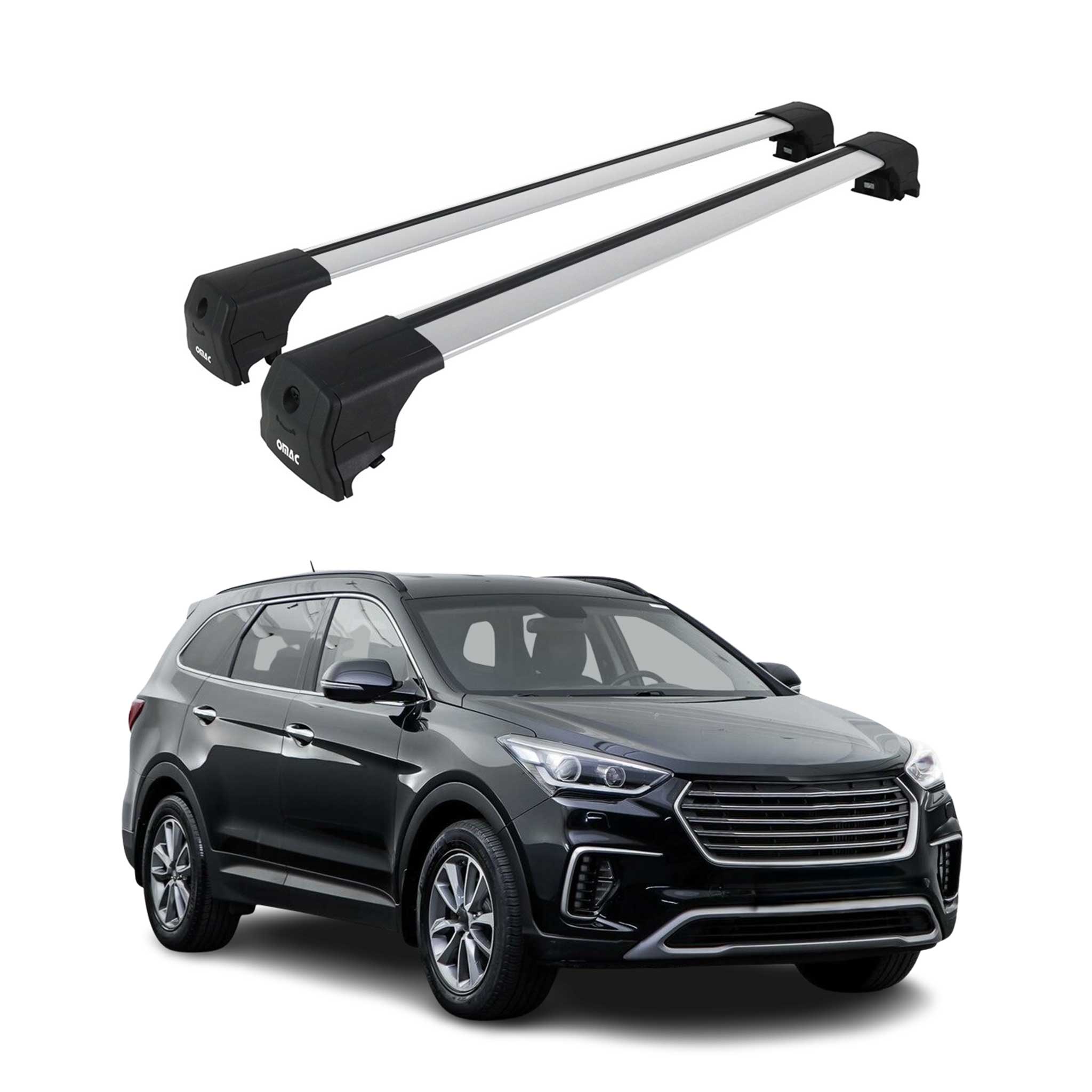 Barres De Toit Transversales pour Hyundai Santa Fe III 2013-2018 Alu Gris 2Pcs
