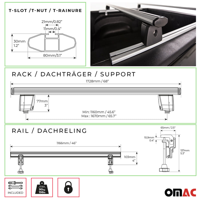 Mernabo Barre-Traverse de Toit Porte-bagages pour Mitsubishi L200 Alu