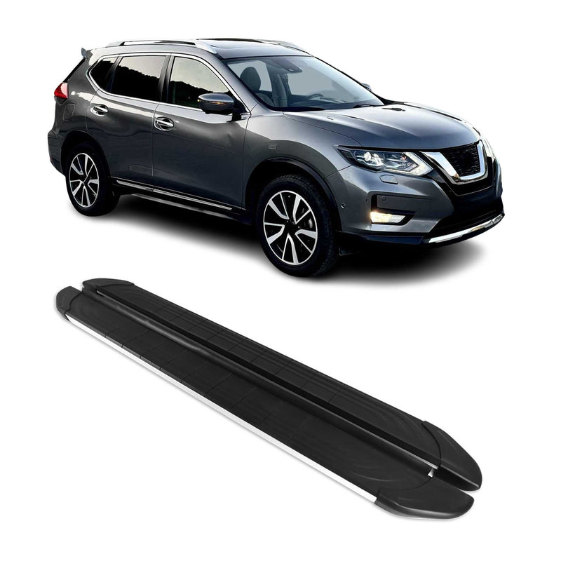 Marchepieds Latéraux pédale pour Nissan X-Trail T32 2014-2024 Aluminium Noir Gris 2Pcs