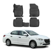 Tapis de sol pour Peugeot 301 2012-2023 en caoutchouc TPE 3D Noir 4Pcs