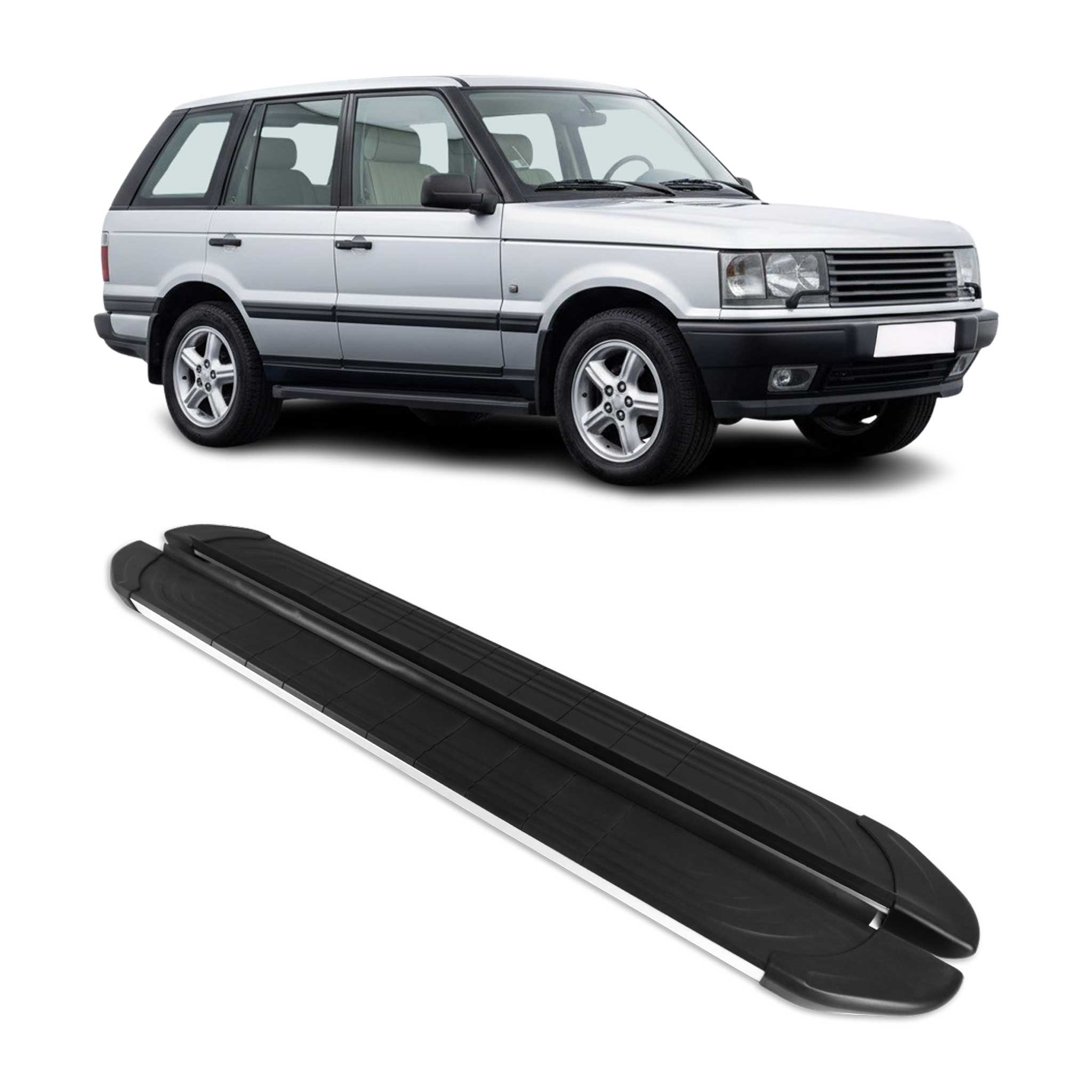 Marchepieds Latéraux pour Range Rover Vogue 1994-2001 Alu Gris Noir 2Pcs