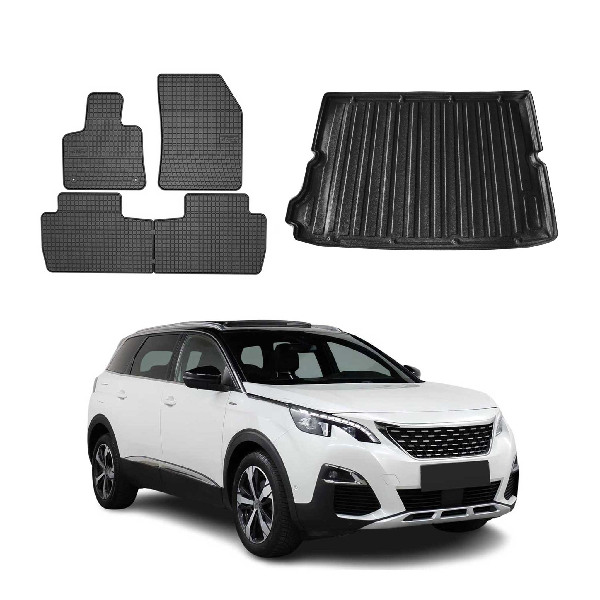 Kit Tapis de sol et coffre pour Peugeot 5008 2016-2024 TPE Noir