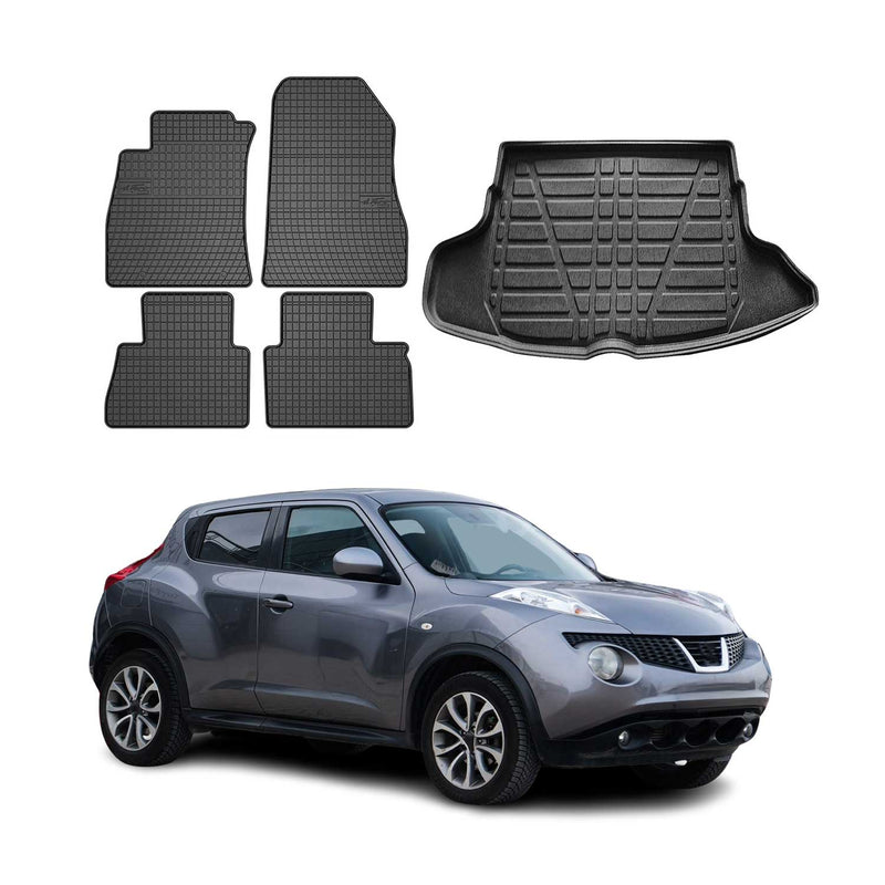 Kit Tapis de sol et coffre pour Nissan Juke 2010-2019 Noir TPE
