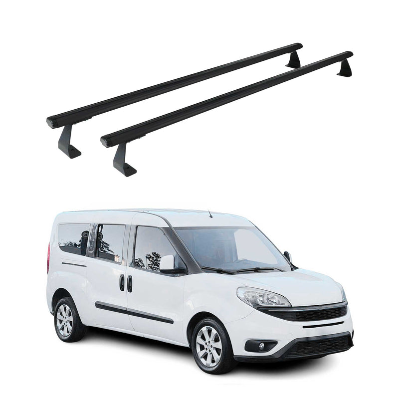 Barres de toit transversales pour Fiat Doblo 2010-2021 Alu Noir 2x