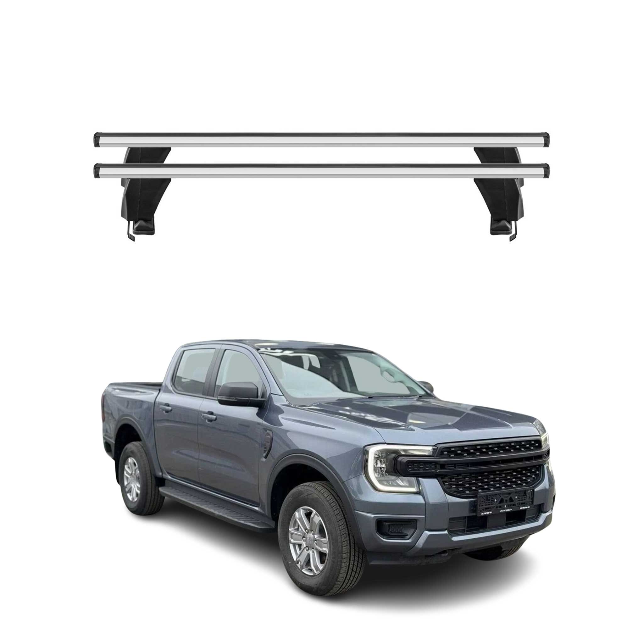 Menabo Barres de toit transversales pour Ford Ranger T6 II 2022-2025 Alu Gris 2x