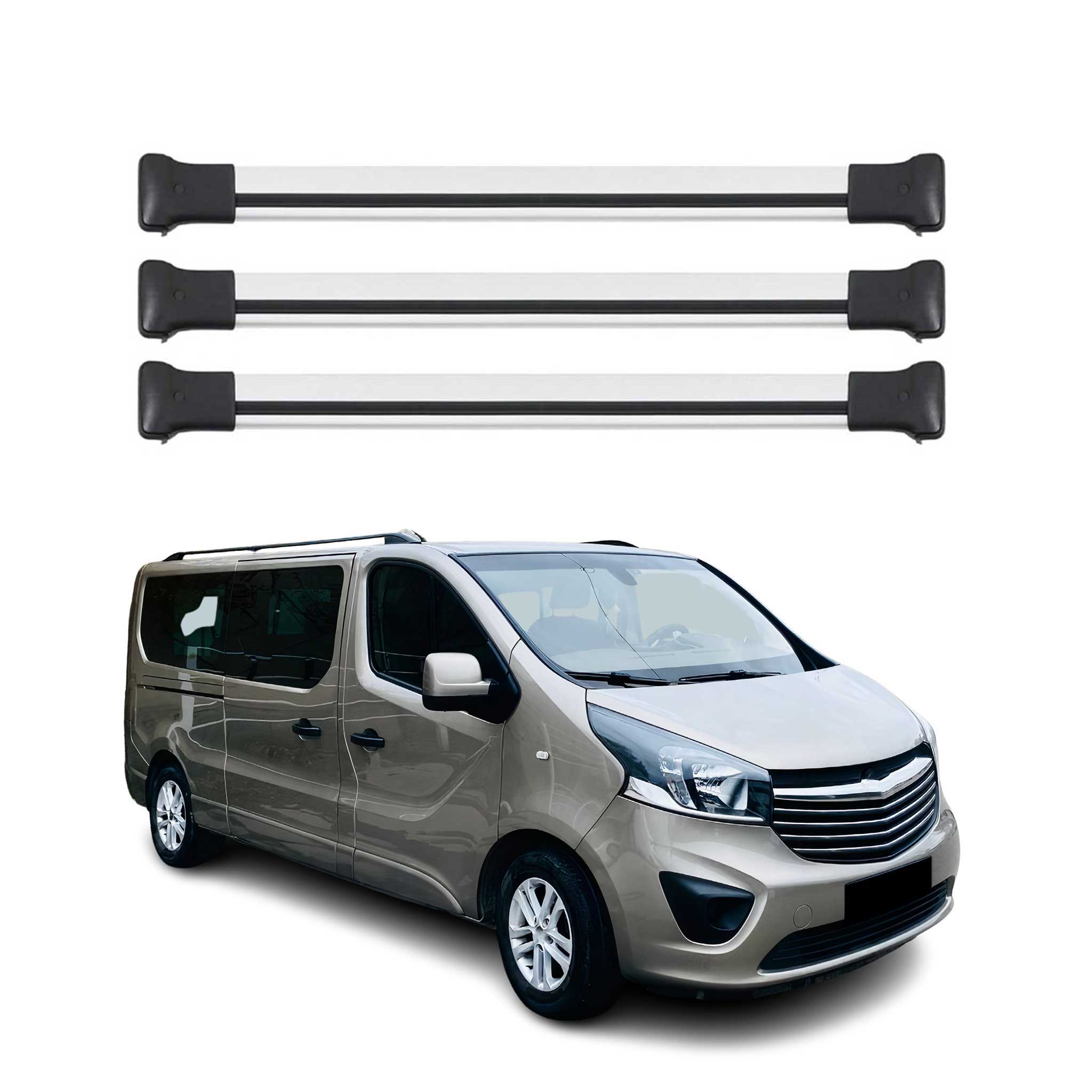 Barres de toit transversales pour Opel Vivaro 2014-2024 Aluminium Gris 3Pcs