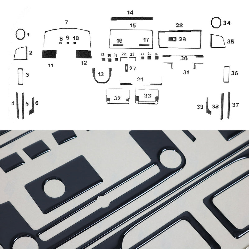 Décoration Cockpit pour VW T6 T6.1 Transporter tout 2015-2024 Noir 39 Pcs