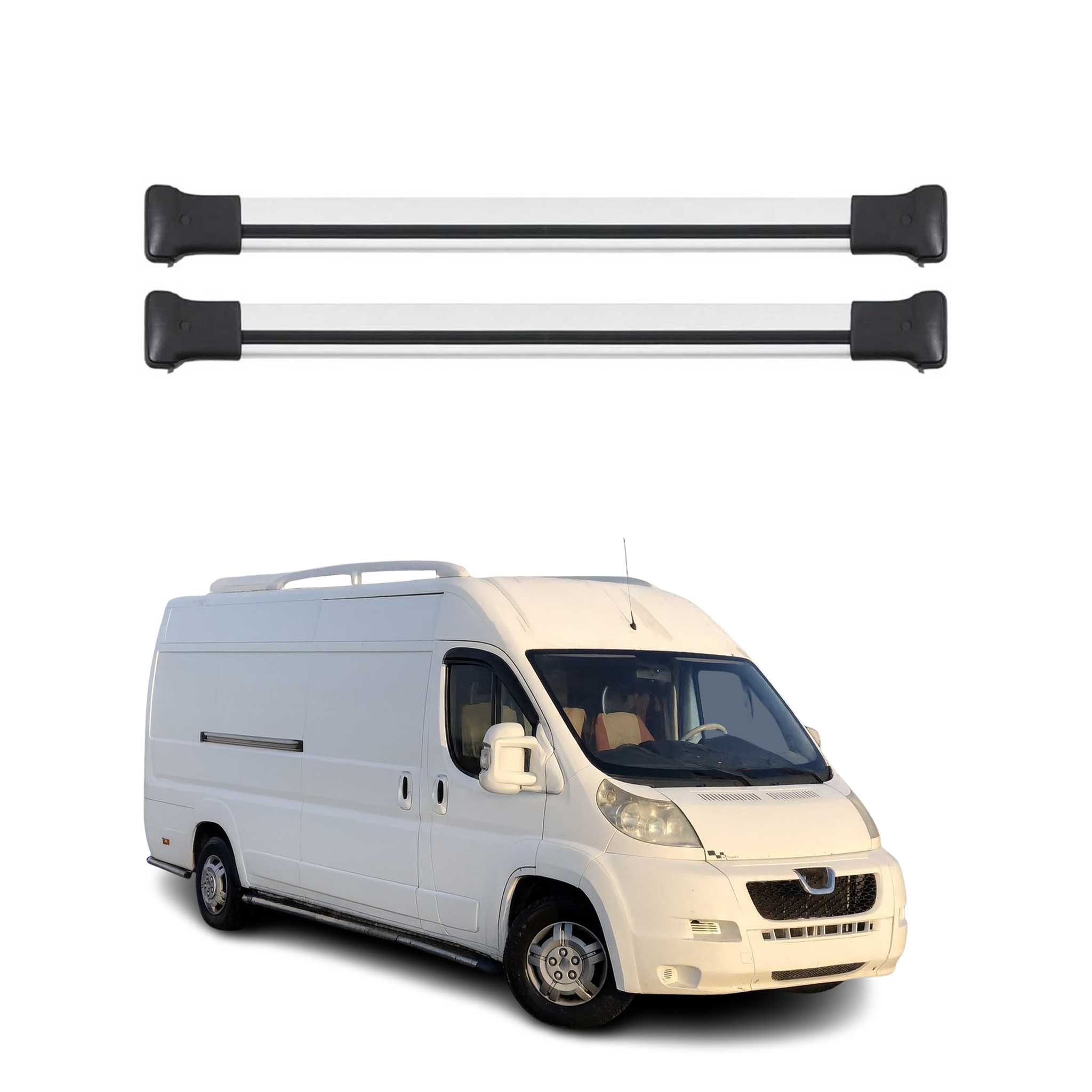 Barres de toit transversales pour Peugeot Boxer 2006-2021 Aluminium Gris