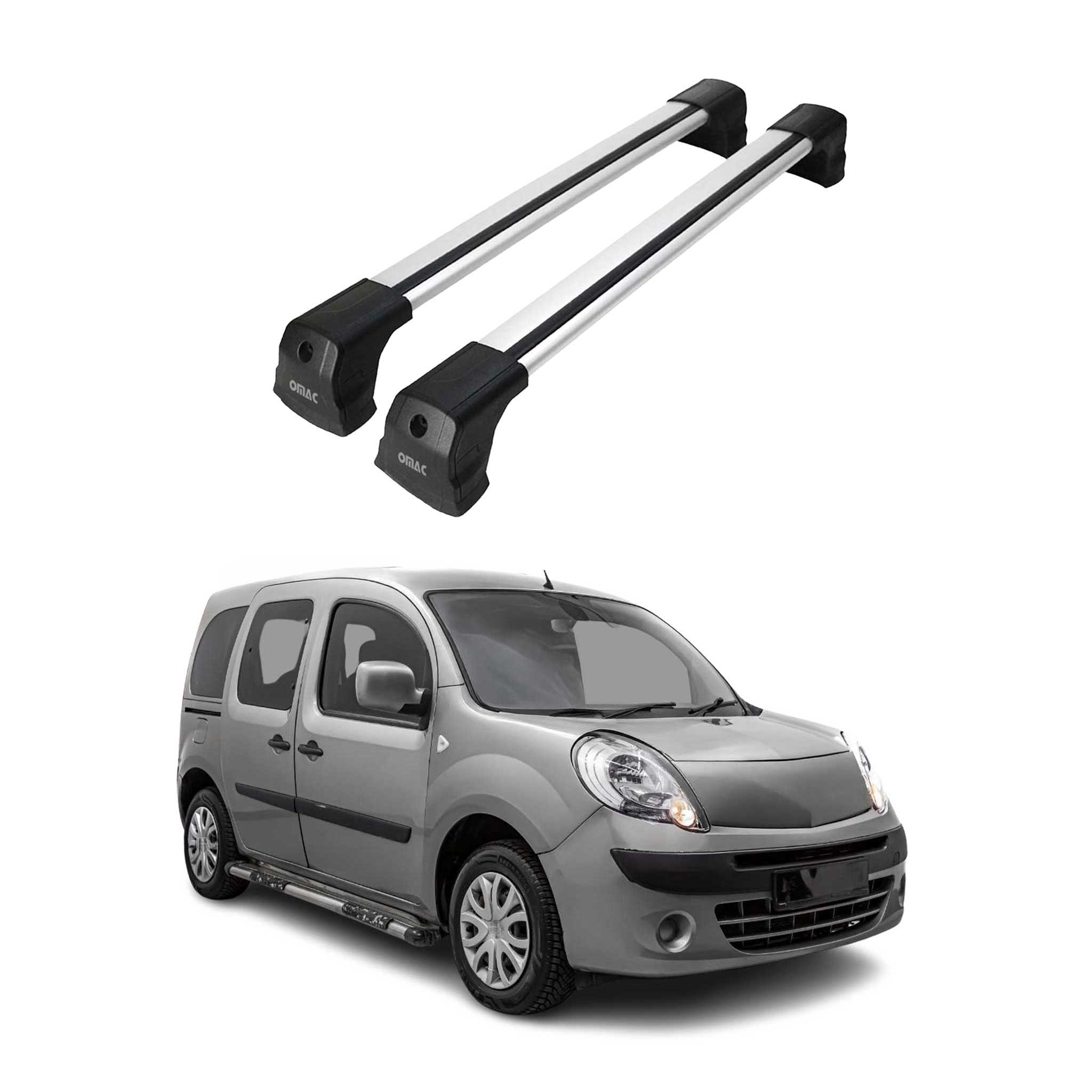 Barres de Toit Transversales pour Renault Kangoo 2 2008-2024 Alu Gris 2x