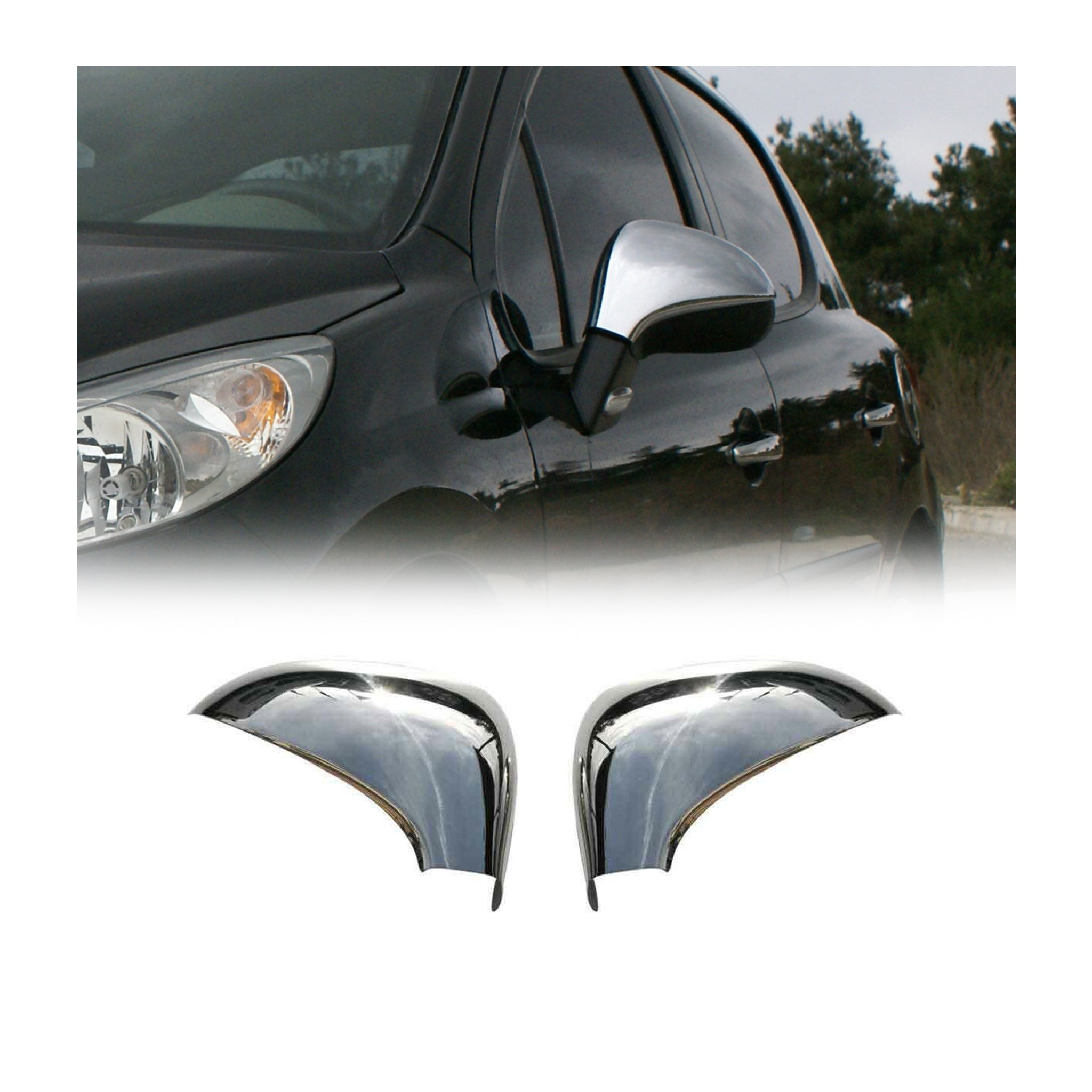 Coques de Rétroviseurs pour Peugeot 308 I 2008-2014 en Acier Inox Chromé Argent