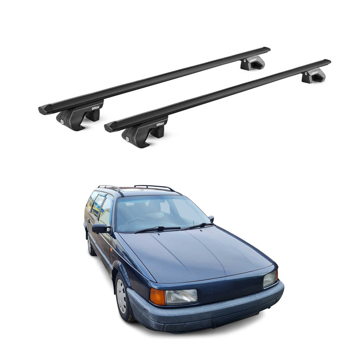Barres de toit transversales pour VW Passat Break B2-B3-B4 1980-1996 Alu Noir 2x