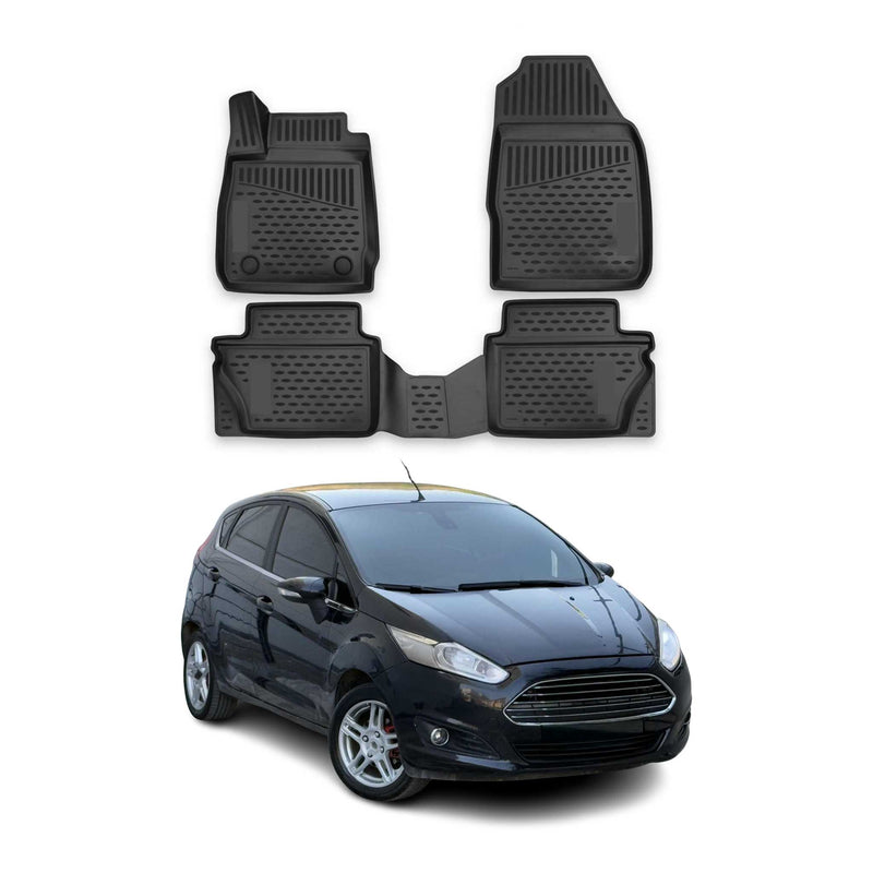 OMAC Tapis de sol pour Ford Fiesta 4porte 2008-2017 en caoutchouc Noir