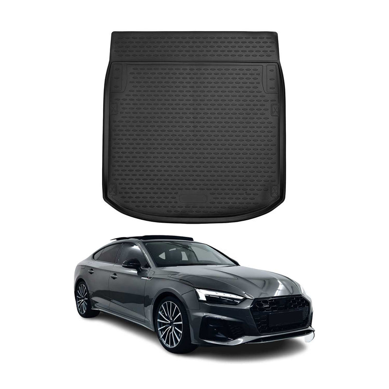 OMAC Tapis de coffre pour Audi A5 F5 Sportback 2016-2024 en caoutchouc TPE Noir