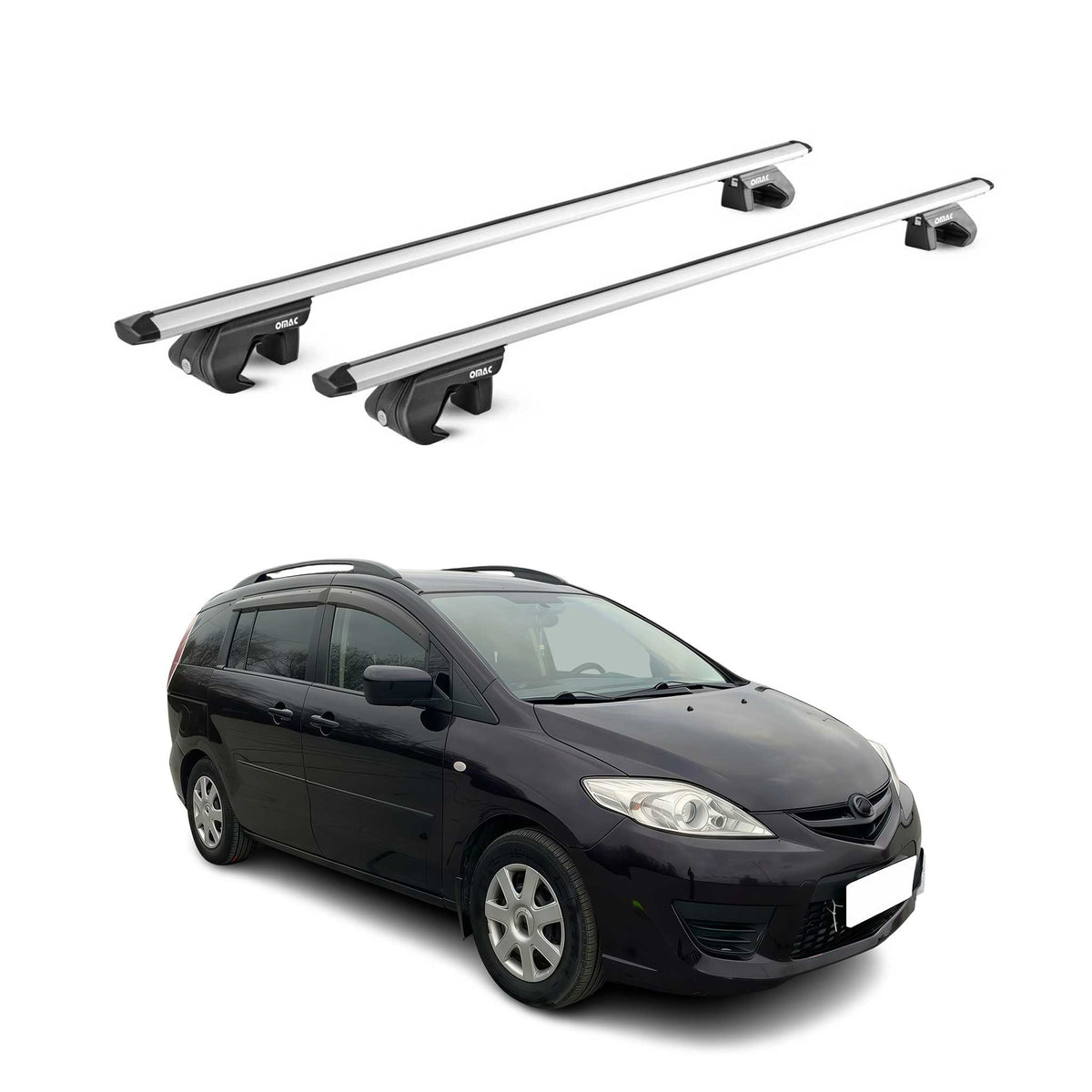 Barres de toit transversales pour Mazda 5 CR-CW 2005-2015 Alu Gris 2 pièces ABE