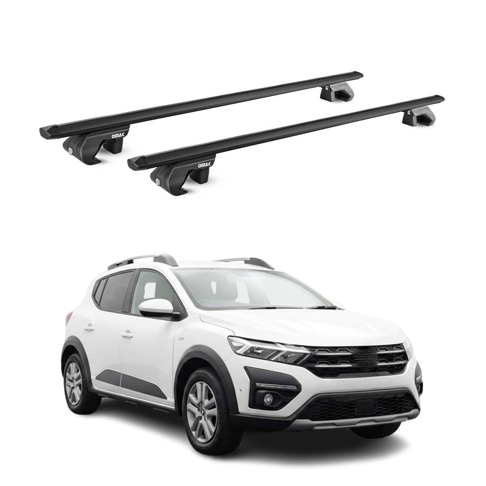 Barres de toit transversales pour Dacia Sandero Stepway III 2021-26 Alu Noir ABE