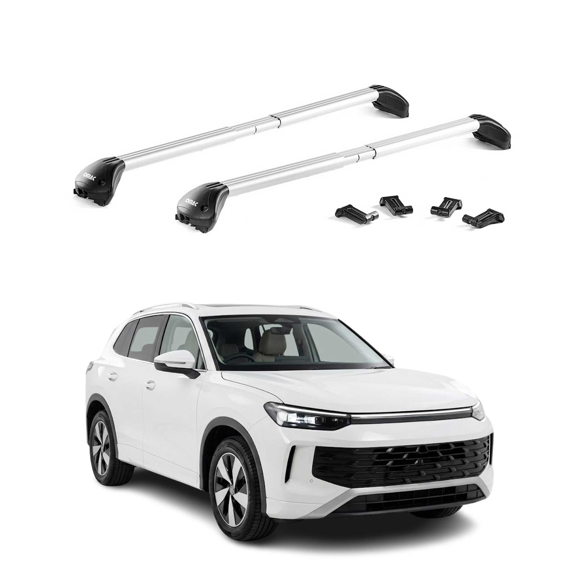 Barres de toit transversales pour VW Tayron II 2024-2026 Aluminium Gris ABE