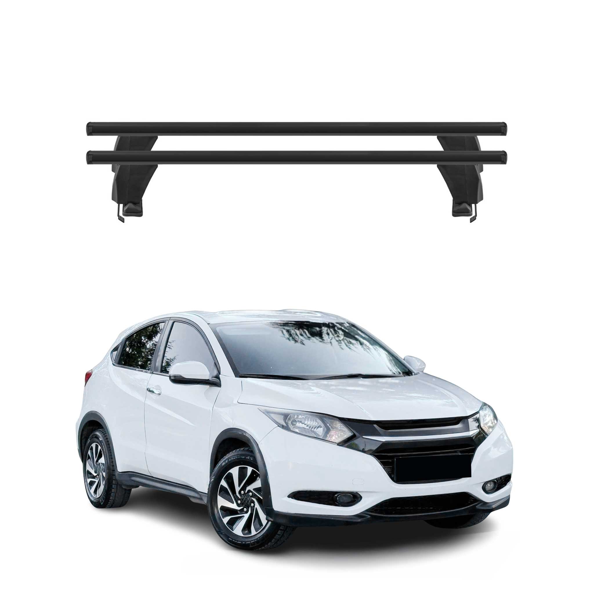 Menabo Barres de toit Transversales pour Honda HR-V II 2015-2021 Noir ABE 2x
