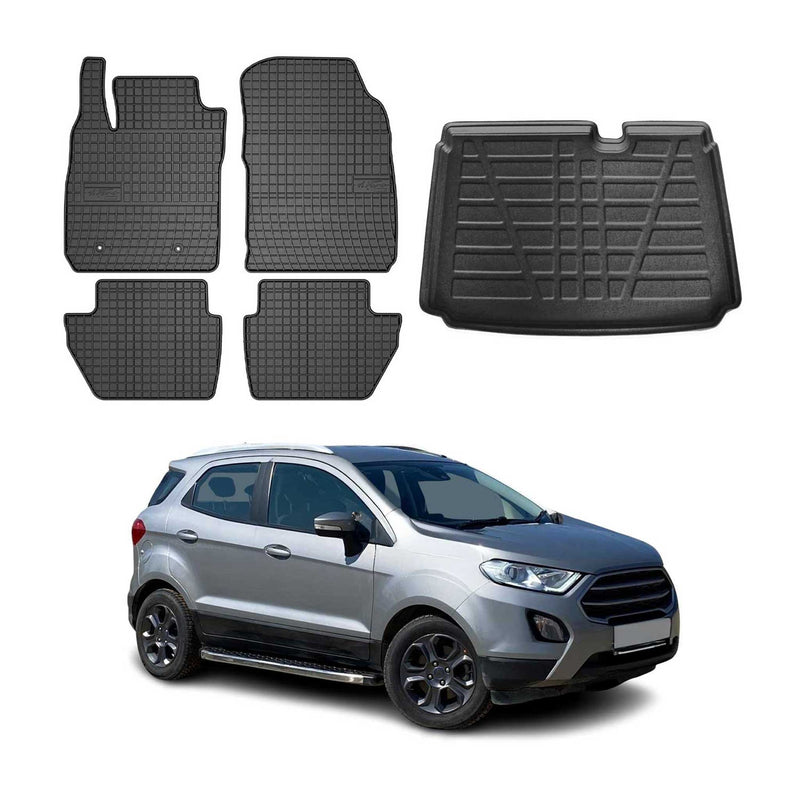 Kit Tapis de sol et coffre pour Ford Ecosport 2011-2024 TPE Noir