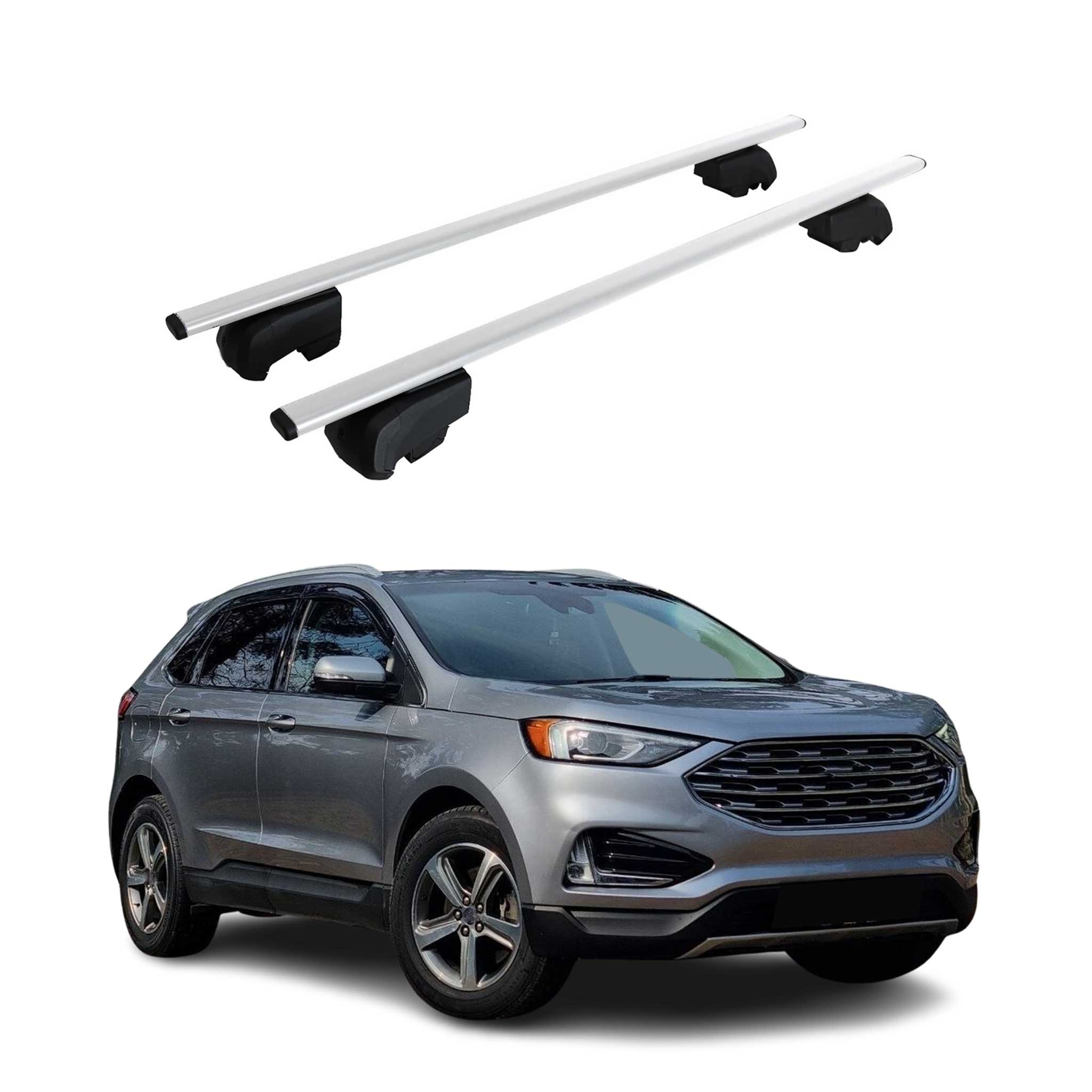 Barres de toit Transversales pour Ford Edge 2015-2023 Fer Argent ABE