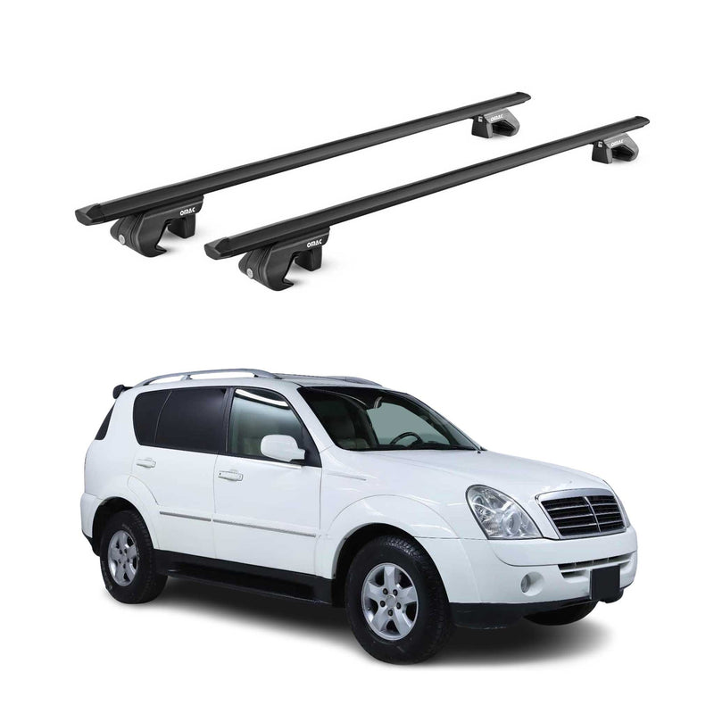 Barres de toit transversales pour Ssangyong Rexton II III 2007-2017 Noir 2x ABE